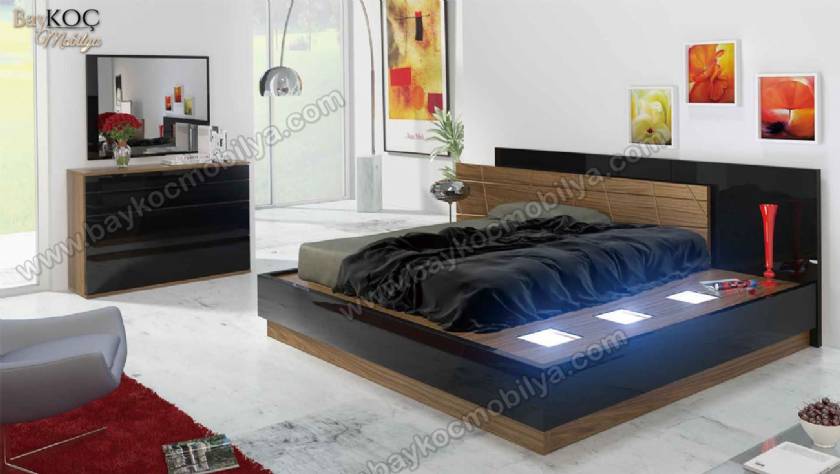 Led Işıklı Modern Tasarım Yatak Odası Takımı
